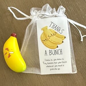 Cheerful Yellow Banana Stress Toy with Gift Bag